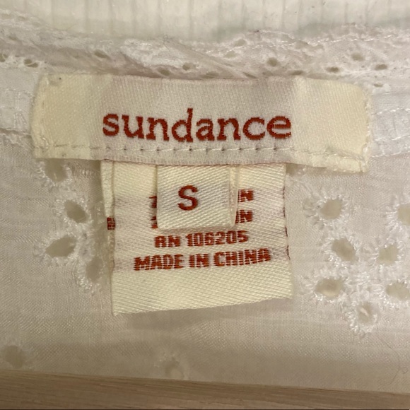 Sundance White Eyelet Button Down 3/4 Length Sleeve Blouse Small - Picture 6 of 9